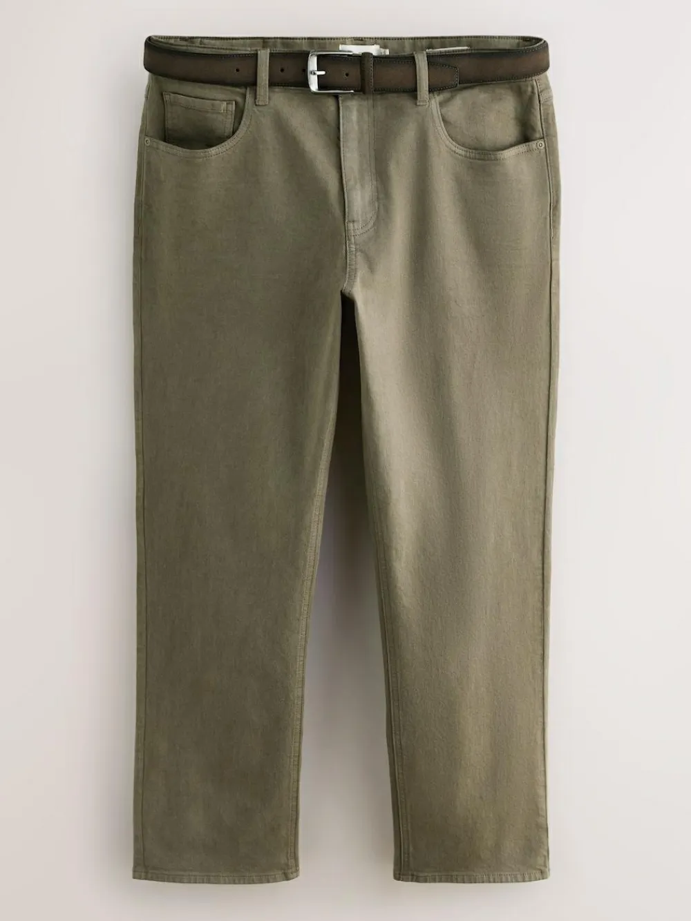 Next Straight Fit Signature Belted Jeans Tan Brown