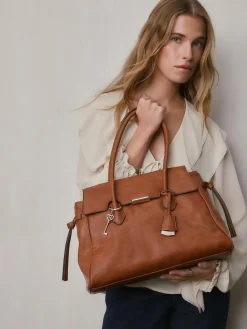 Next Tan Brown Structured Tote Bag^Women Bags