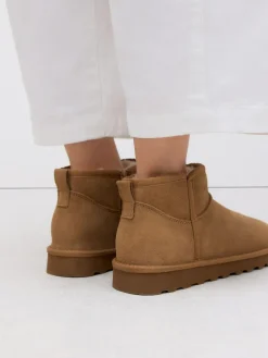 Outlet Next Extra Wide Fit Water Repellent Faux Fur Ankle Boots Tan Brown Suede