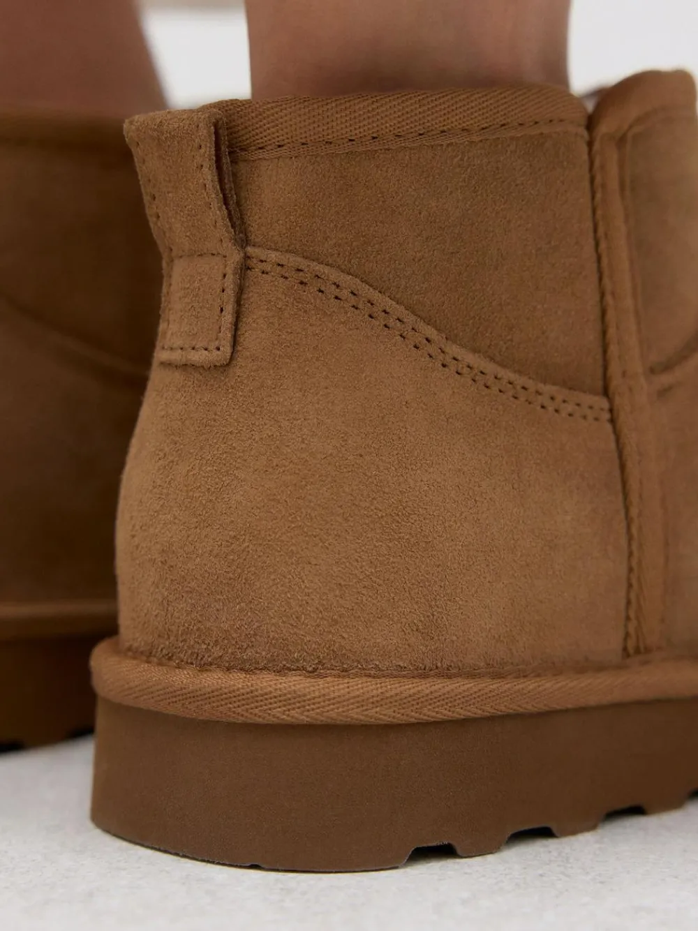 Outlet Next Extra Wide Fit Water Repellent Faux Fur Ankle Boots Tan Brown Suede