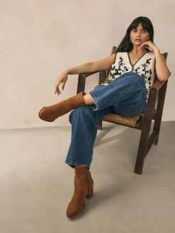 Next Western Block Heel Ankle Boots^Women Wide Fit & Extra Wide Fit