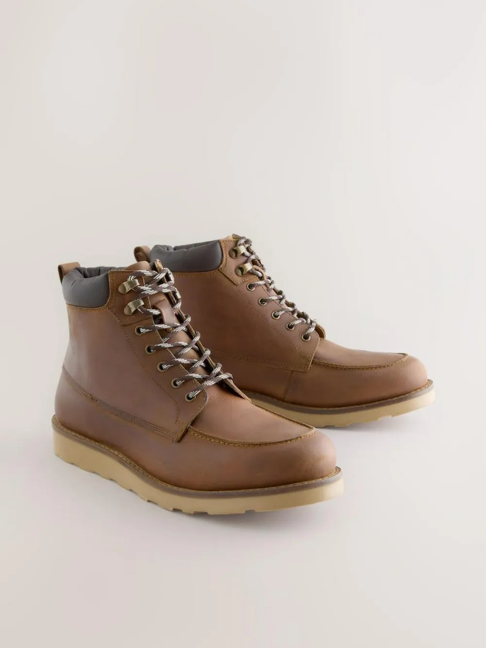 Next Tall Apron Wedge Boots Tan Brown