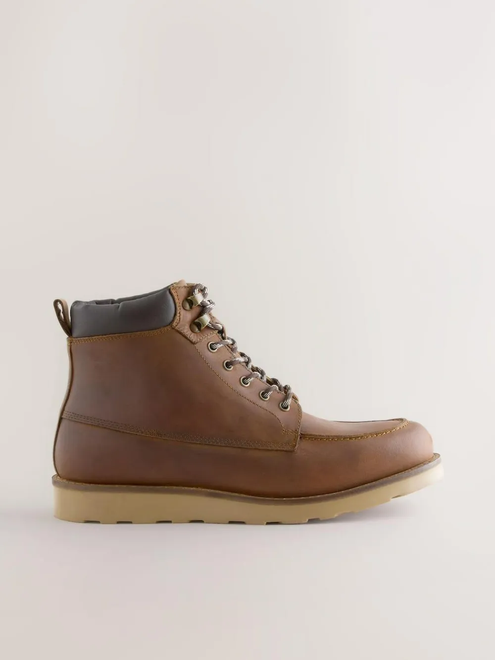 Next Tall Apron Wedge Boots Tan Brown