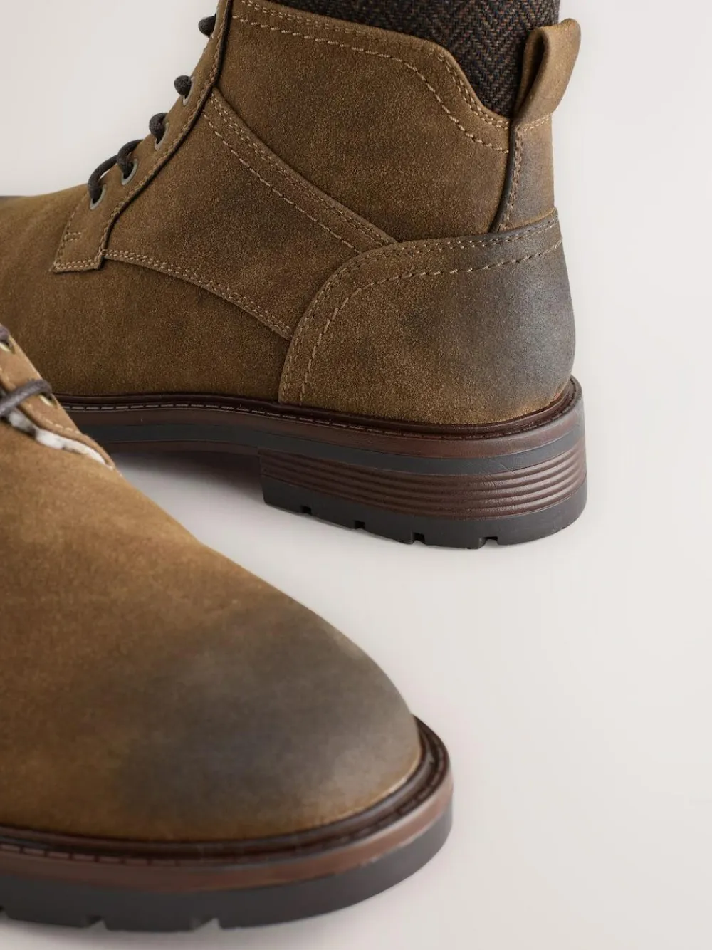 Online Next Tall Borg Lined Zip-Up Boots Tan Brown