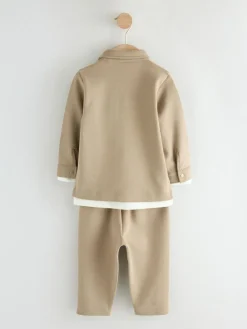 Next Tan Brown T-Shirt And Joggers 3 Piece Set (3mths-7yrs)^BOY Sets & Co-Ords|Sets & Co-Ords