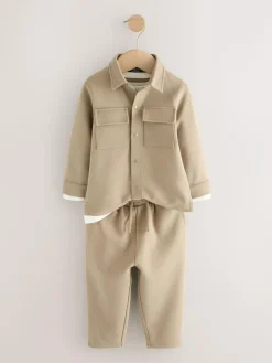 Next Tan Brown T-Shirt And Joggers 3 Piece Set (3mths-7yrs)^BOY Sets & Co-Ords|Sets & Co-Ords