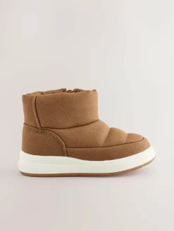 Next Quilted Pull On Boots Tan Brown Warm Lined