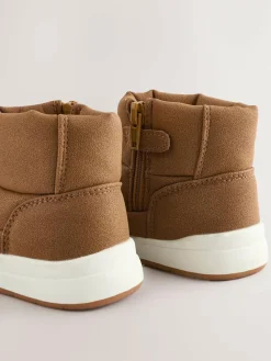 Next Quilted Pull On Boots Tan Brown Warm Lined