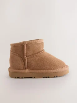 Outlet Next Wide Fit (G) Suede Pull On Boots Tan Brown Water Repellent