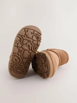 Outlet Next Wide Fit (G) Suede Pull On Boots Tan Brown Water Repellent