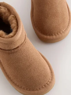 Outlet Next Wide Fit (G) Suede Pull On Boots Tan Brown Water Repellent