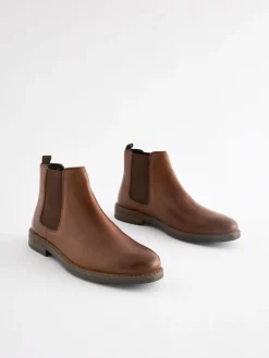 Online Next Waxy Leather Chelsea Boots Tan Brown