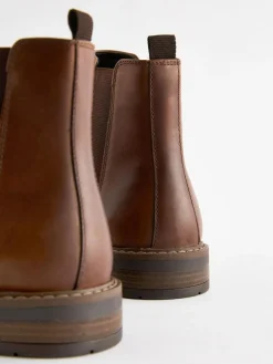 Online Next Waxy Leather Chelsea Boots Tan Brown