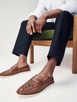 New Next Weave Loafers Tan Brown