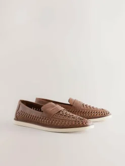 New Next Weave Loafers Tan Brown