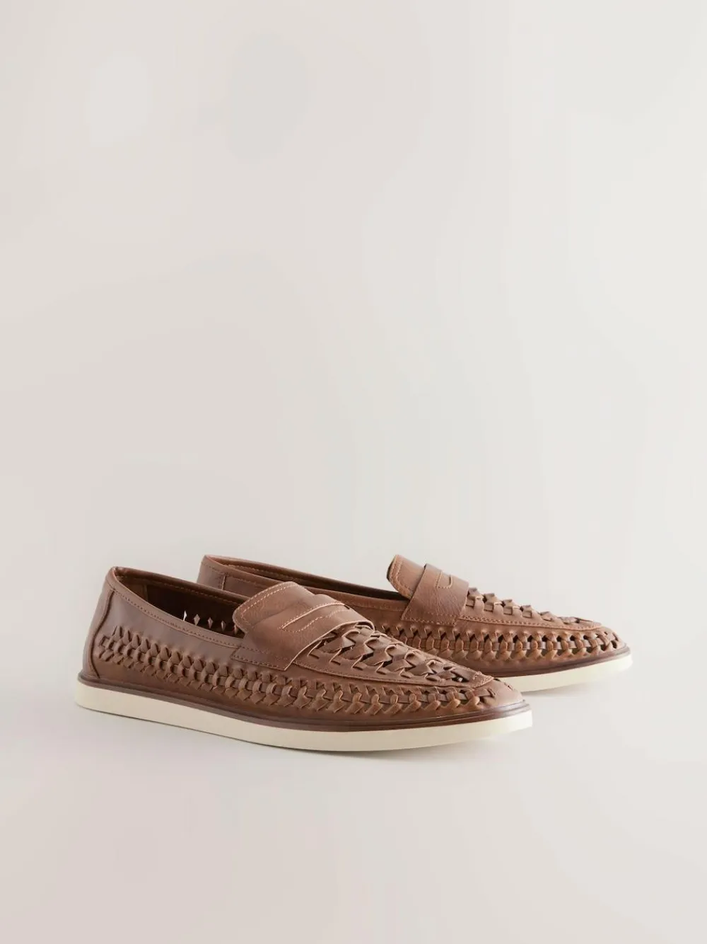New Next Weave Loafers Tan Brown