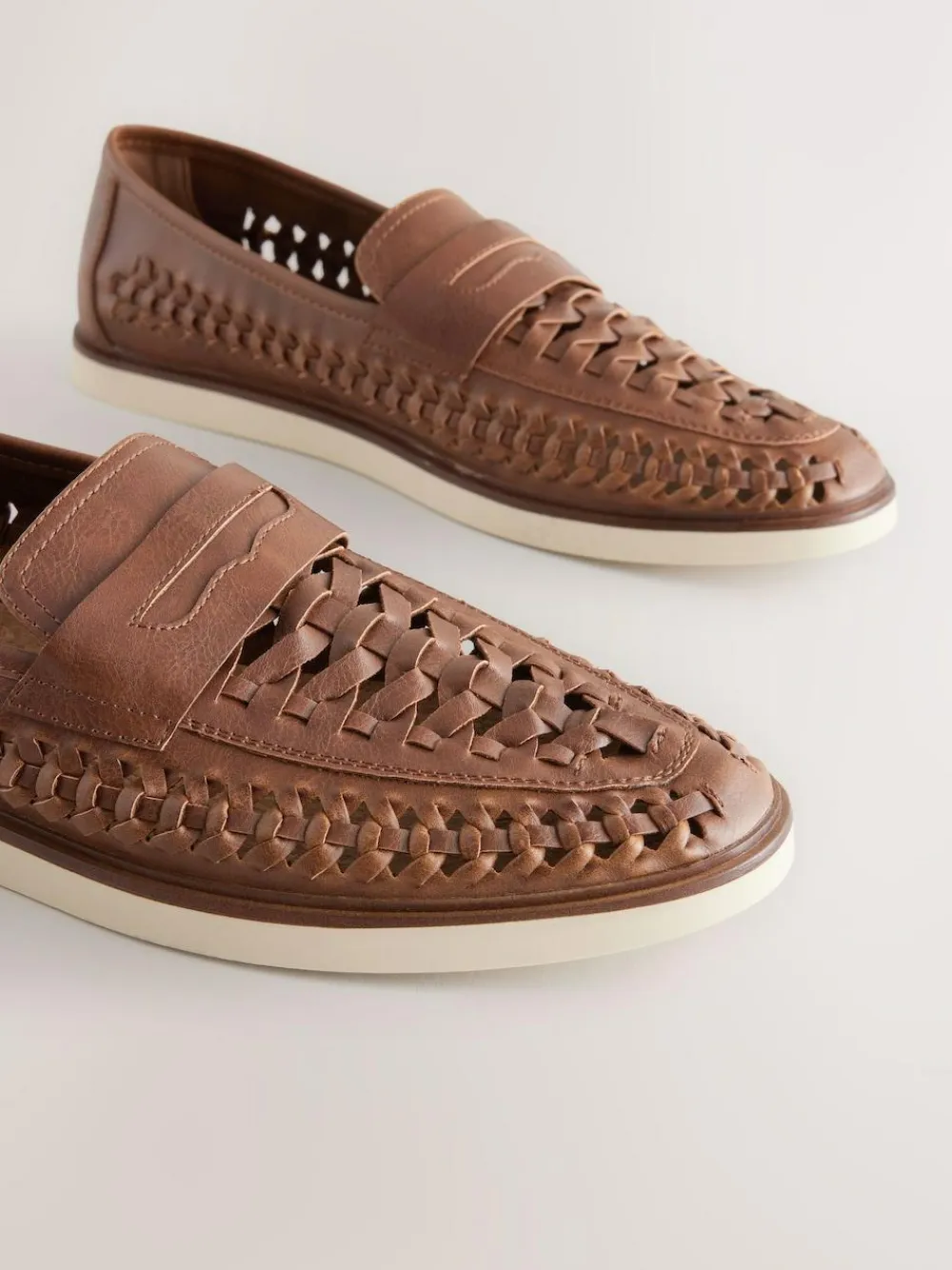 New Next Weave Loafers Tan Brown