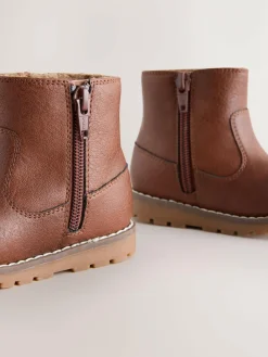 Next Tan Brown Wide Fit (G) Chelsea Zip Tassel Ankle Boots^ Baby Boots|Boots