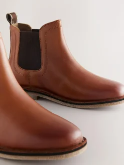 Next Tan Brown Wide Fit (G) Leather Chelsea Boots^BOY Occasionwear|Boots