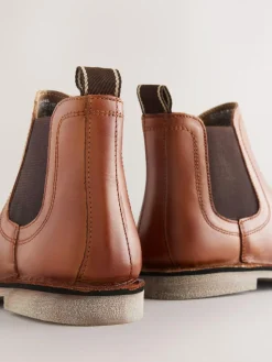 Next Tan Brown Wide Fit (G) Leather Chelsea Boots^BOY Occasionwear|Boots