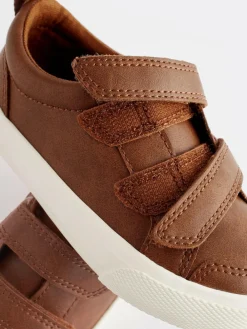 Best Next Wide Fit (G) Two Strap Touch Fastening Trainers Tan Brown
