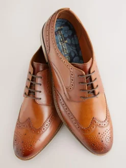 Next Wide Fit Leather Contrast Sole Brogue Shoes^ Shoes