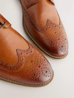 Next Wide Fit Leather Contrast Sole Brogue Shoes^ Shoes