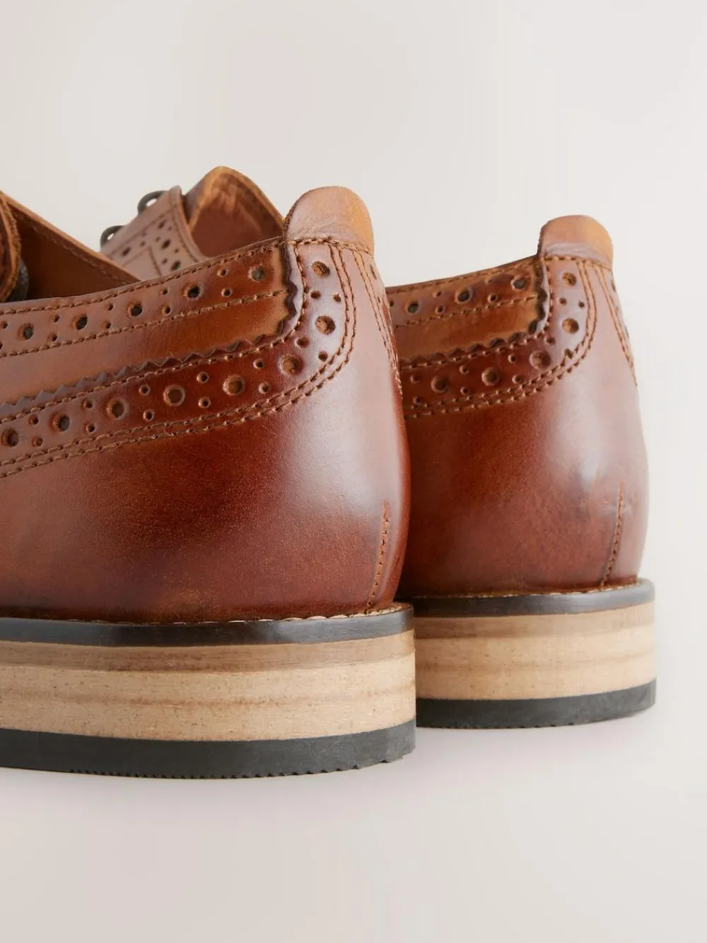 Next Wide Fit Leather Contrast Sole Brogue Shoes^ Shoes