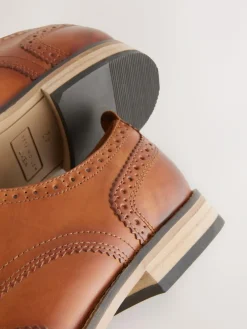 Next Wide Fit Leather Contrast Sole Brogue Shoes^ Shoes