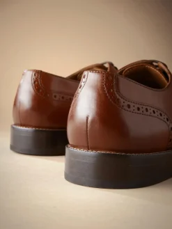 Next Wide Fit Signature Italian Leather Wingcap Brogue Shoes^ Occasionwear|Shoes