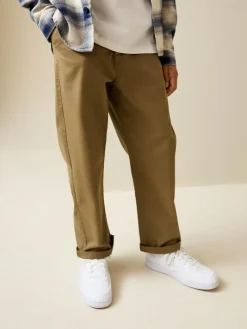 Outlet Next Wide Fit Stretch Chino Trousers (3-17yrs) Tan Brown