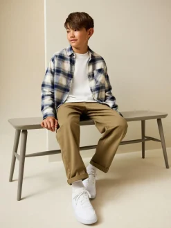 Outlet Next Wide Fit Stretch Chino Trousers (3-17yrs) Tan Brown