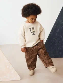 Next Tan Leopard Print Printed Pull On Wide Trousers (3mths-7yrs)^BOY Pants & Leggings|Joggers