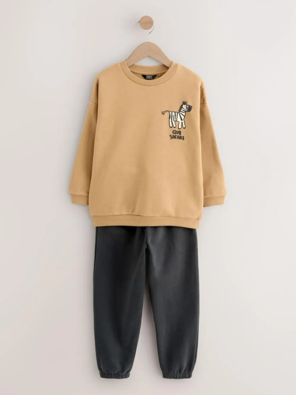 Outlet Next Tan/Ecru/Charcoal Grey 2 Pack Sweatshirt and Joggers Set (3mths-7yrs)