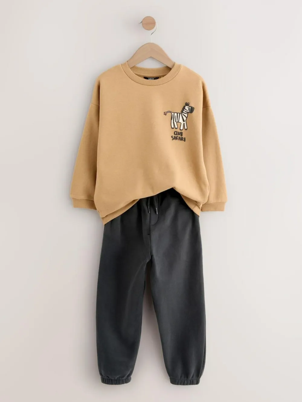 Outlet Next Tan/Ecru/Charcoal Grey 2 Pack Sweatshirt and Joggers Set (3mths-7yrs)