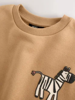 Outlet Next Tan/Ecru/Charcoal Grey 2 Pack Sweatshirt and Joggers Set (3mths-7yrs)