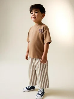 Clearance Next Tan/White Stripe Printed Pull On Wide Trousers (3mths-7yrs)