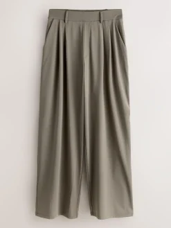 Clearance Next N. Premium Wide Leg Tailored Jersey Trousers Taupe Brown