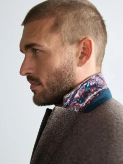 New Next Regular Fit Signature Wool Blend Herringbone Nova Fides Blazer Taupe Brown