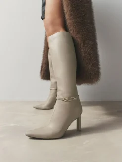 Next Forever Comfort® Knee High Hardware Trim Heeled Boots Taupe