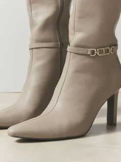 Next Forever Comfort® Knee High Hardware Trim Heeled Boots Taupe