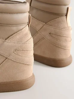 New Next Forever Comfort® Lace Up Wedge Trainers Taupe
