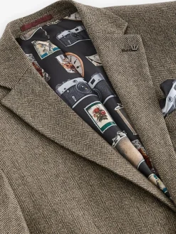 Clearance Next Regular Fit Wool Rich Herringbone Blazer Taupe