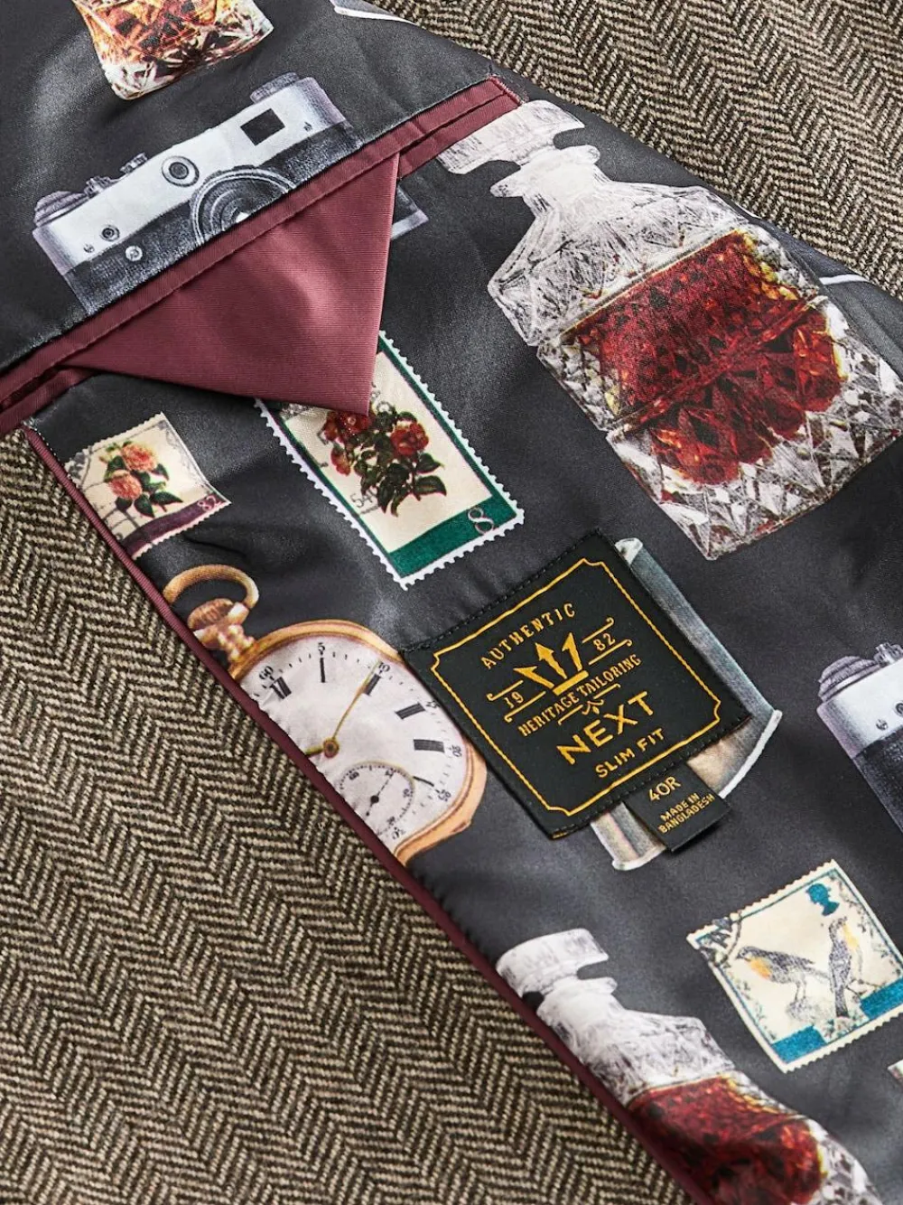 Clearance Next Regular Fit Wool Rich Herringbone Blazer Taupe