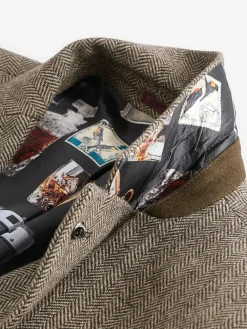 Clearance Next Regular Fit Wool Rich Herringbone Blazer Taupe