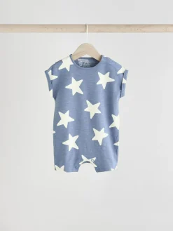 Best Next Teal Blue 100% Cotton Baby Rompers 4 Pack