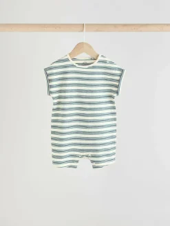 Best Next Teal Blue 100% Cotton Baby Rompers 4 Pack