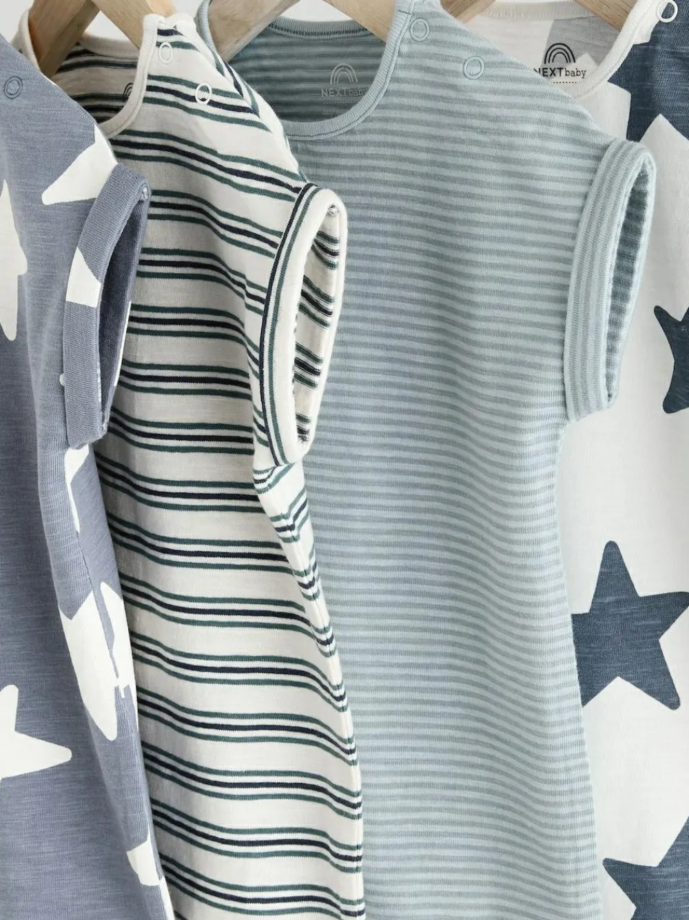 Best Next Teal Blue 100% Cotton Baby Rompers 4 Pack