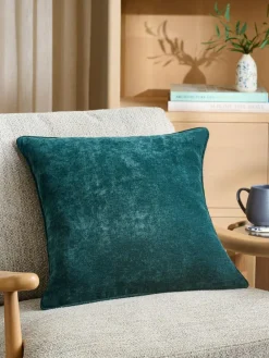 Next Teal Blue 45 x 45cm Soft Velour Cushion^ Cushions & Throws