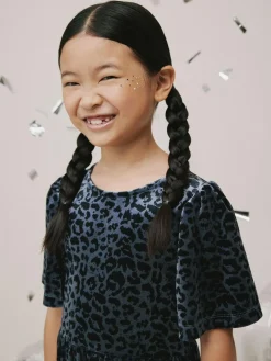 Hot Next Teal Blue Animal Print Velour Jumpsuit (3-16yrs)